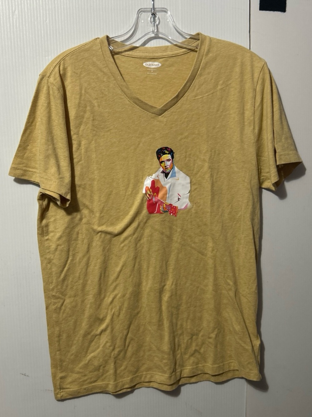 Elvis Tee Medium V-Neck Tan Graphic